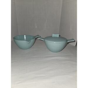 Sun-Valley Melmac Aqua Blue Cream And Sugar Bowl With Lid